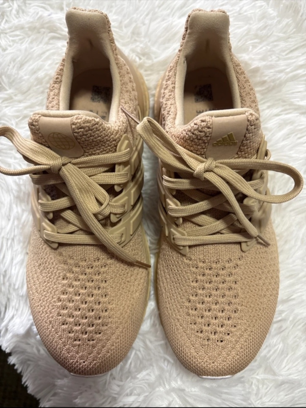 adidas Women’s Beige Knit Lace-Up Sneakers